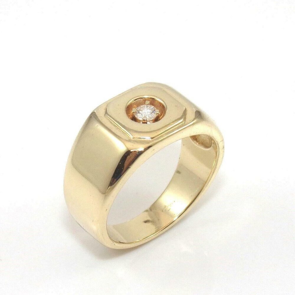 14K Yellow Gold Natural Diamond Men's Ring Size 9